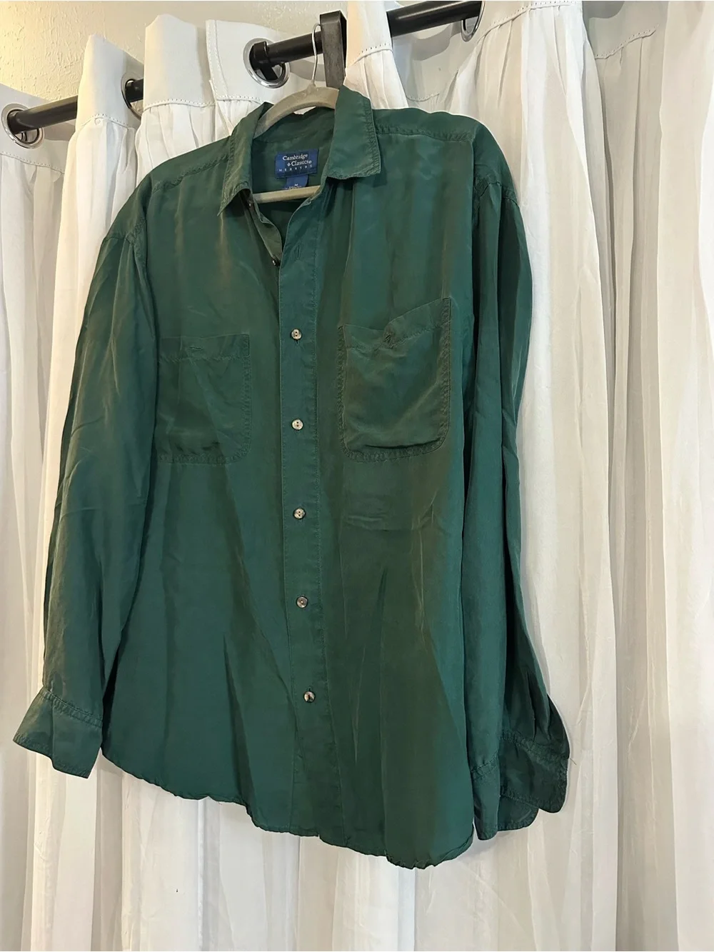 Cainbridge Classics Men’s Long Sleeve Silk Button down Shirt